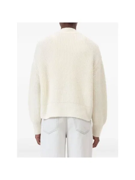 Sweter Closed z nadrukiem z dekoltem w serek beżowy