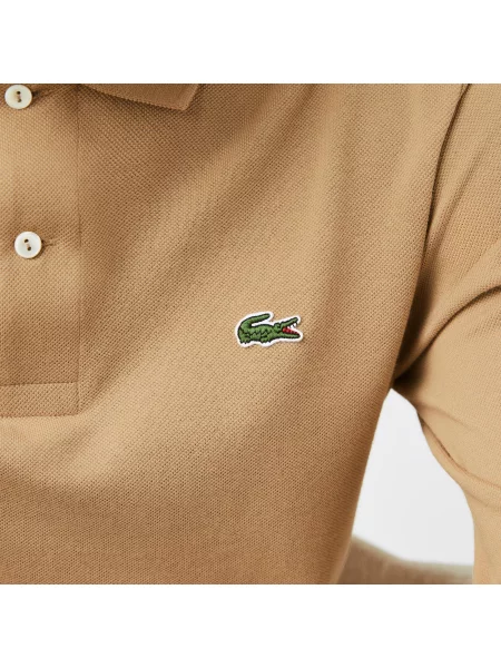 Lacoste Polo Klasyczny Krój Długi Rękaw beżowe