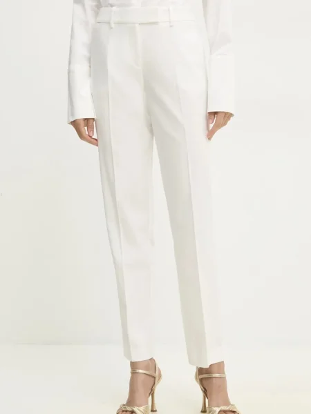 Pantaloni Answear Lab cu talie înaltă alb