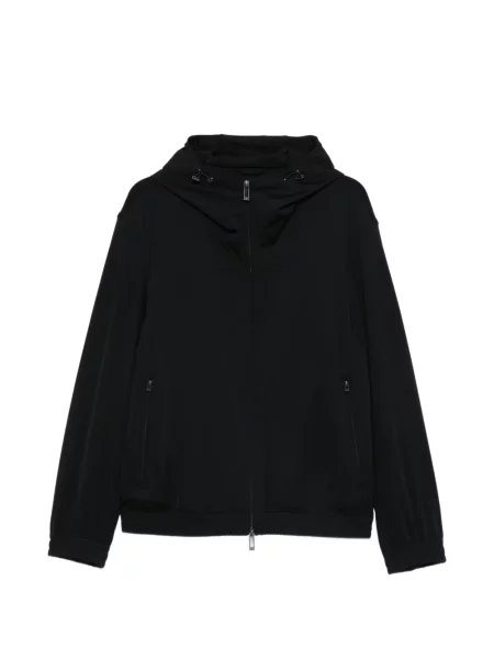 Geacă Emporio Armani cu glugă albastru