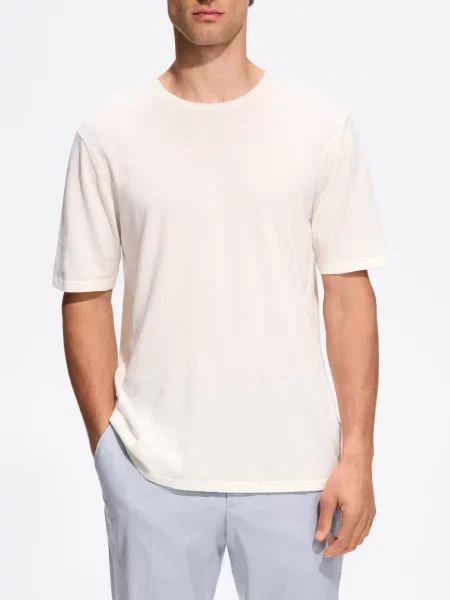 Reserved Футболка regular fit з ліоцелом бежевий