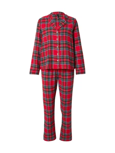 Hunkemöller Pijama azur / verde închis alb roșu