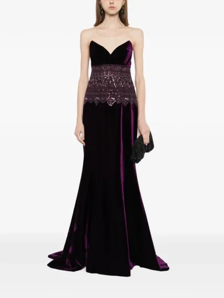 Rochie Saiid Kobeisy cu broderie de costum violet
