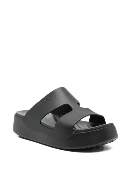 Papuci Crocs cu platformă cu bretele negru