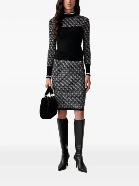 Fustă midi Guess tricotate cu imagine negru