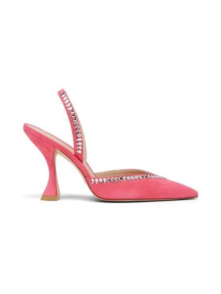 Czółenka Stuart Weitzman skórzana z otwartą piętą różowa