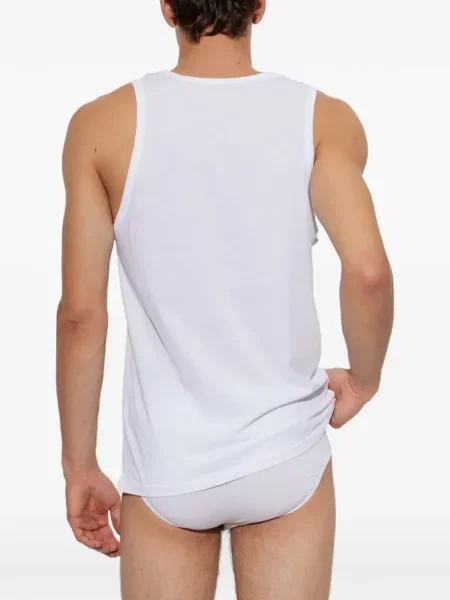Pijamale Emporio Armani fără mâneci alb