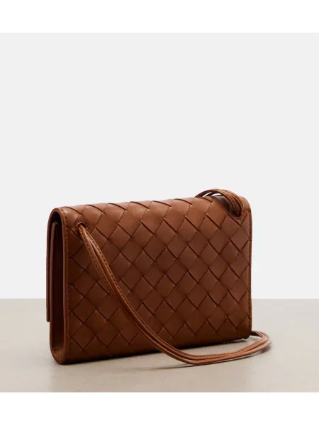 Usnjena torbica Bottega Veneta rjava