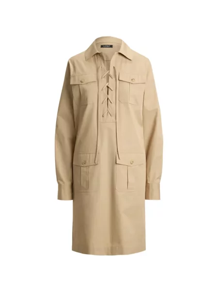 Rochie tip cămașă Lauren Ralph Lauren cu șireturi din dantelă