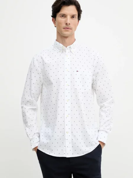 TOMMY HILFIGER Cămașă FLEX bleumarin alb
