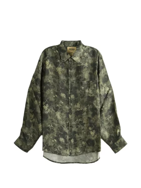 Lung cămașă Uma Wang cu model floral cu imagine verde