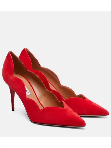 Pantofi cu toc Aquazzura din piele de căprioară roșu
