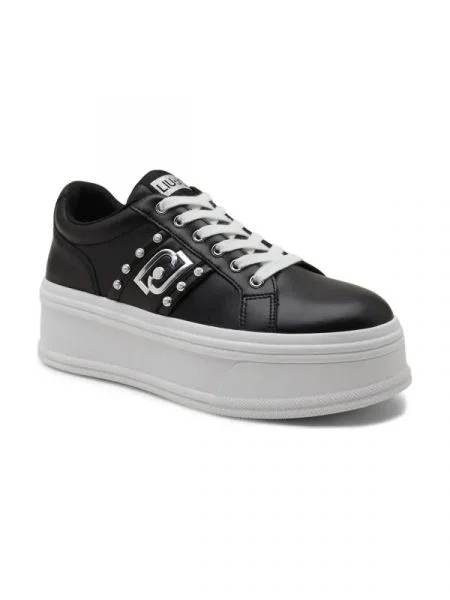 Liu Jo Bőr sneakers tornacipő SELMA 04 fekete