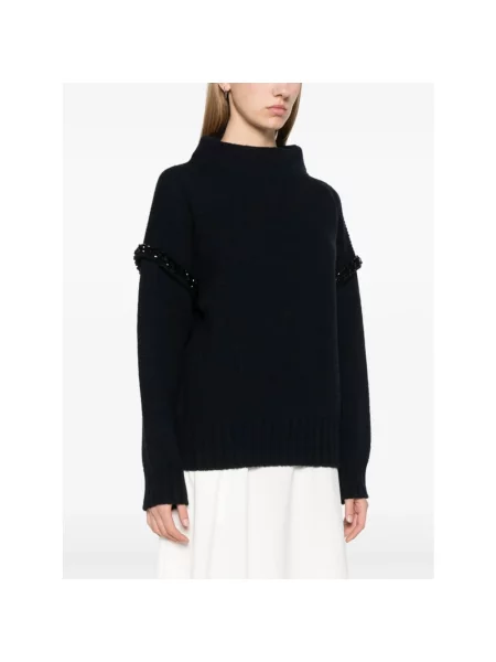 Sweter z golfem Max Mara wełniany chunky czarny