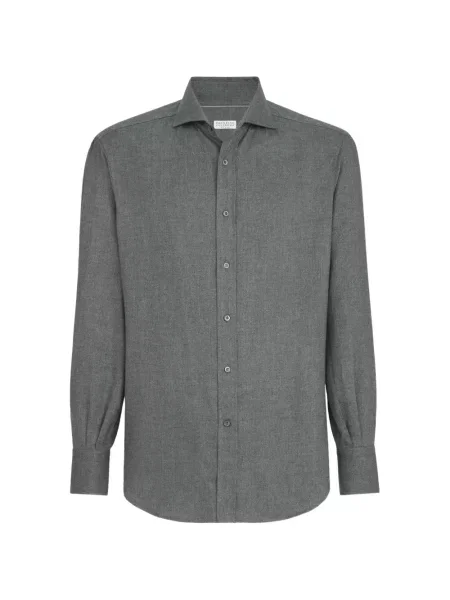 Cămașă Brunello Cucinelli de flanelă gri