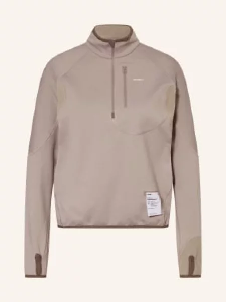 Satisfy Koszulka Do Biegania Ghostfleece™ Half Zipp braun szara