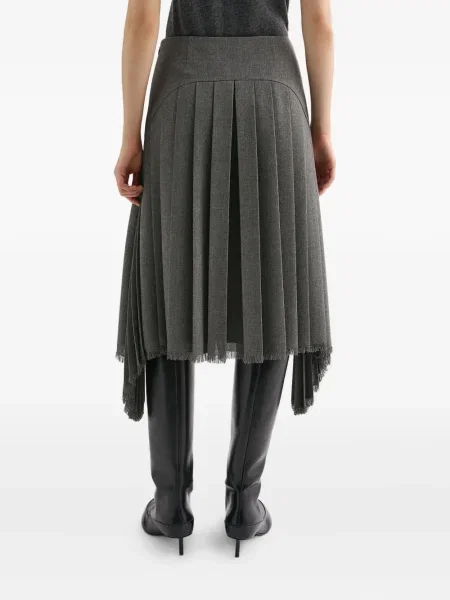 Fusta plisata Jil Sander plisată până la genunchi gri