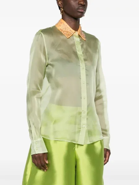 Jedwabna przezroczysta koszula Fabiana Filippi zielona