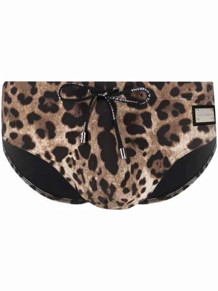 Chiloți Dolce & Gabbana cu imagine cu model leopard maro