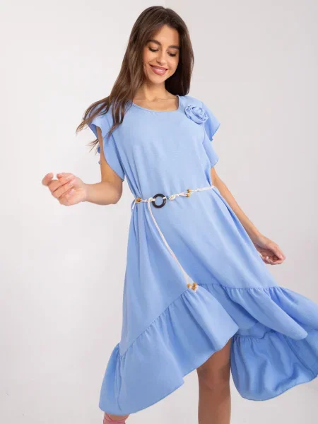 Rochie Fashionhunters cu volane de costum albastru