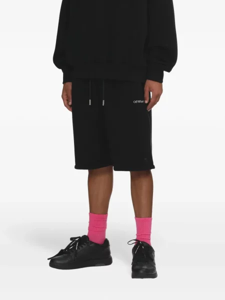 Pantaloni scurți Off-white cu autograf alb