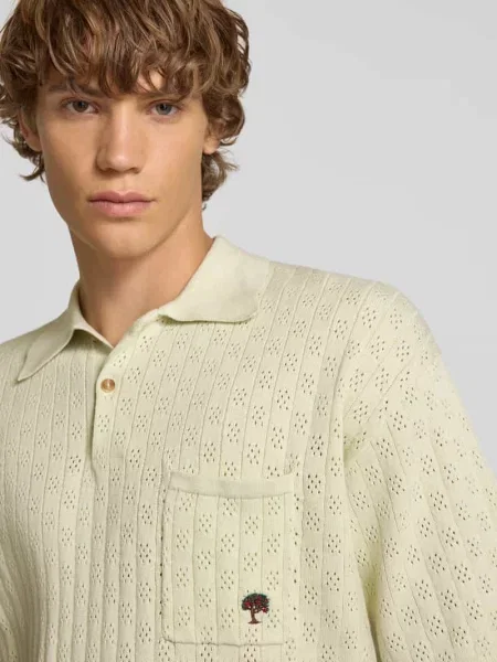Koszulka polo o kroju relaxed fit ze wzorem pointelle Blkvis