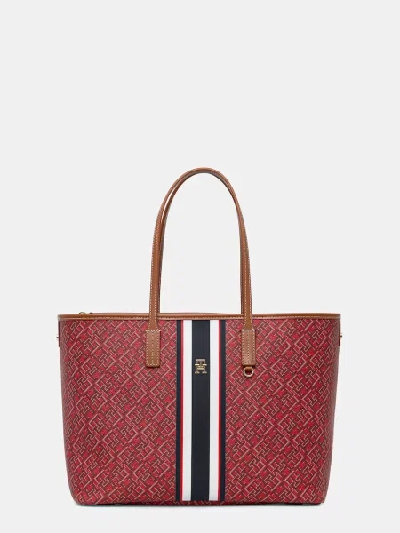 Geantă shopper Tommy Hilfiger cu dungi roșu