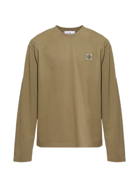 Lung tricou Stone Island cu strasuri verde