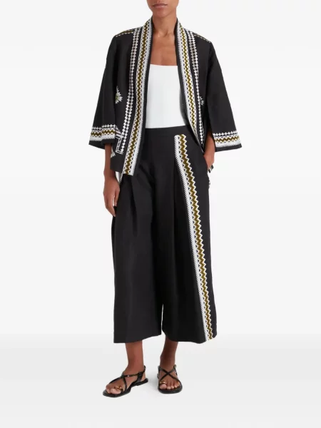 Ленени панталон Temperley London бродирани черно