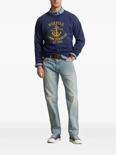 Tricou polo Polo Ralph Lauren cu glugă cu blană cu broderie roșu