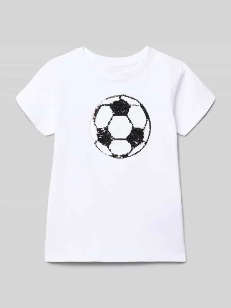 T-shirt z okrągłym dekoltem i dwustronnymi cekinami Blue Seven biała