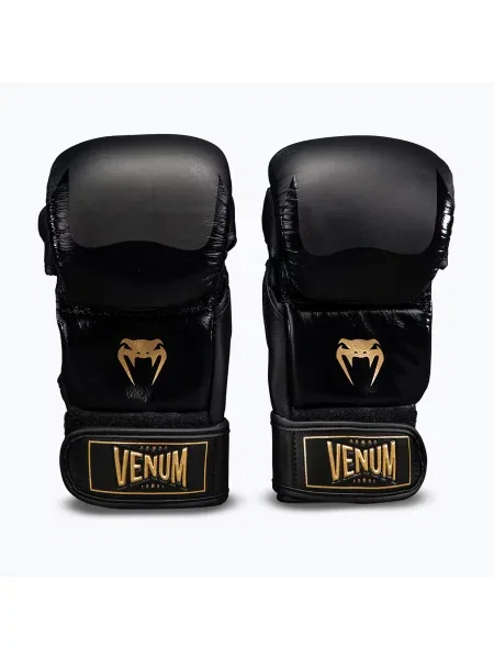 Рукавиці MMA Venum Attack Sparring Leather black/gold чорні