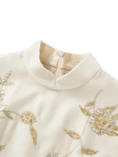Rochie mini Shanghai Tang cu model floral alb