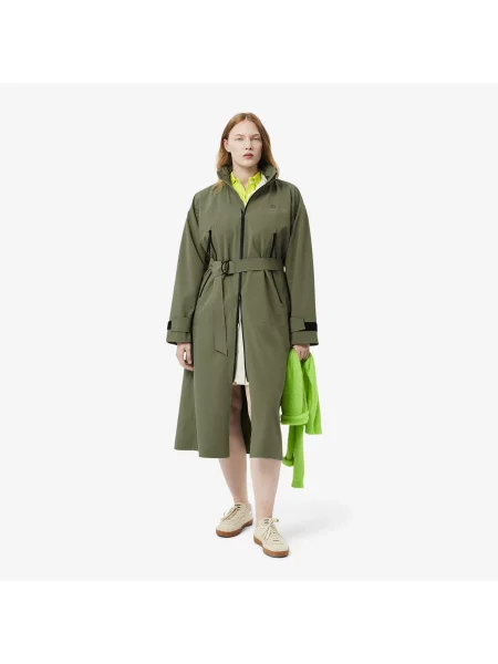 Lacoste Trencz Z Kapturem Oversize Khaki zielony