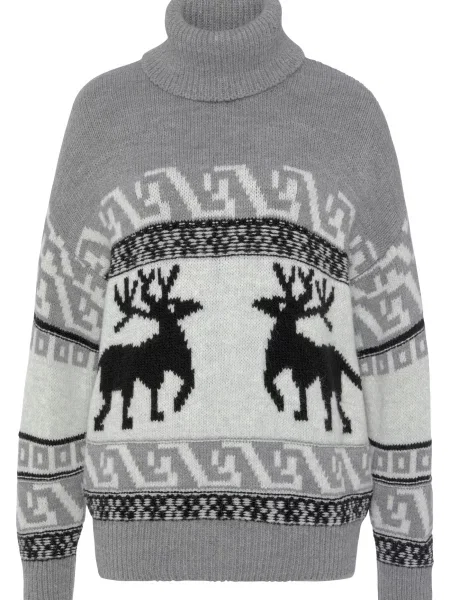 VIVANCE Pulover gri / negru alb