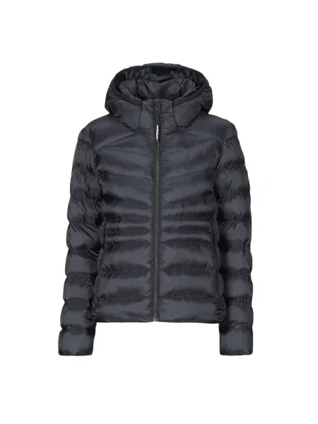 Geacă Superdry cu glugă albastru