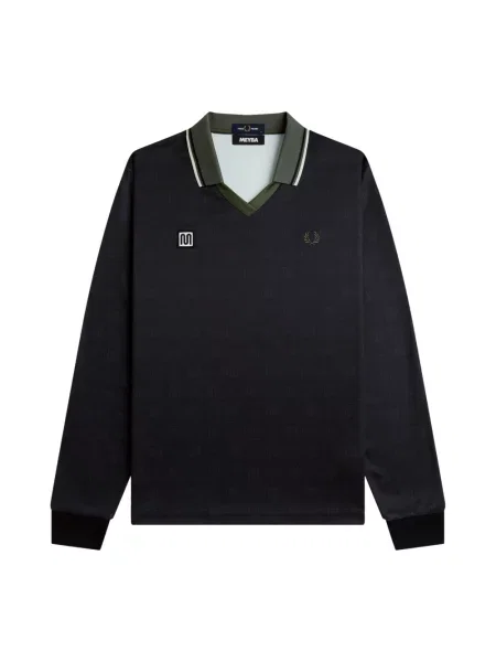 Koszulka polo Fred Perry z nadrukiem z długim rękawem czarna