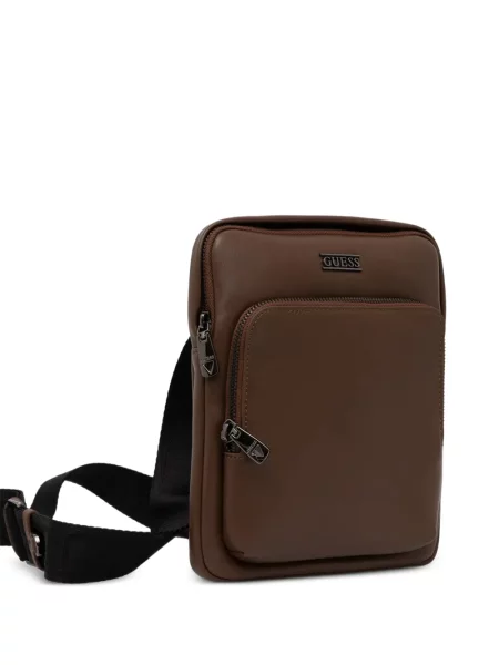Crossbody taška Guess s autogramem hnědá
