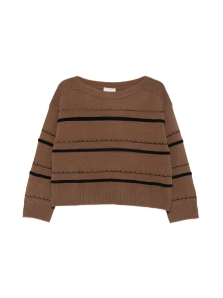 Sweter Pennyblack z okrągłym dekoltem brązowy