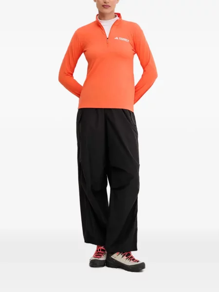 Ριγέ τρέξιμο μπλούζα Adidas από διχτυωτό κόκκινο