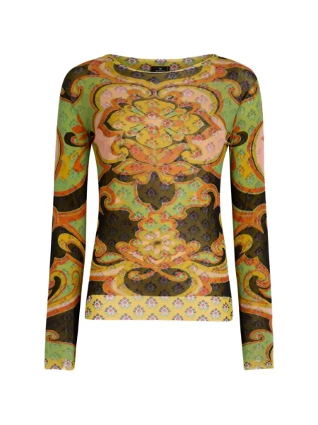 Top Etro cu model floral cu imagine lung verde
