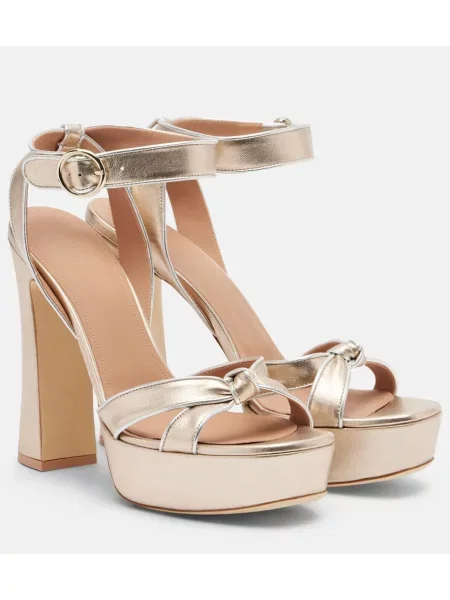 Sandale Malone Souliers din piele cu platformă argintiu