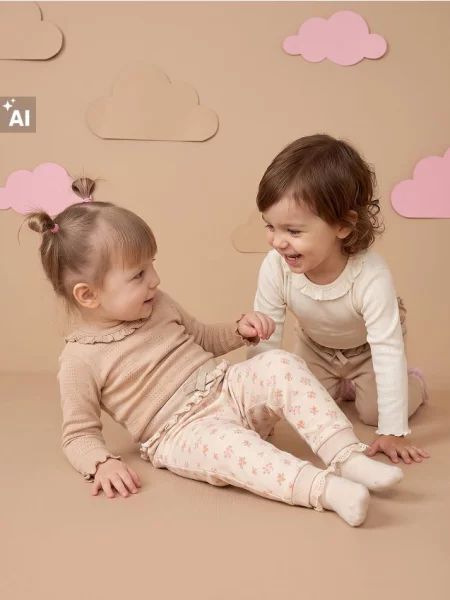 Sinsay body s volánky – balení 2 ks béžová