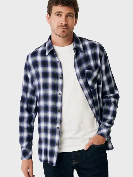 Картата довга сорочка Mexx з довгим рукавом синя