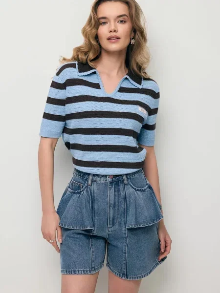 BIZUU pantaloni scurți pentru femei din denim albastru