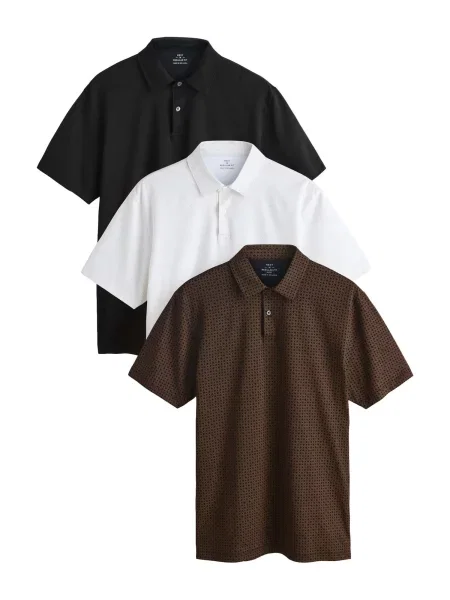 Next Tricou maro cămilă / gri / negru alb