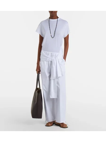Pantaloni Toteme din poplin alb