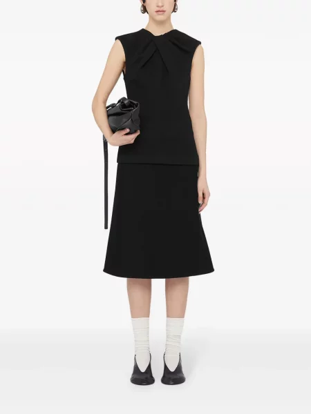 Plisuotas palaidinė be rankovių Jil Sander be rankovių juoda
