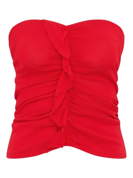 Bluzka Paris Georgia z falbankami bez ramiączek czerwona