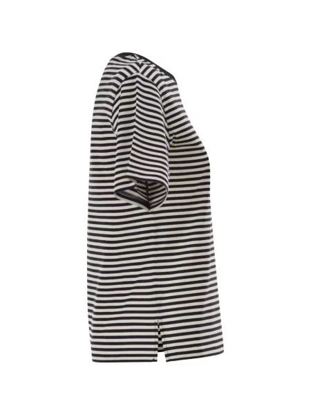 Tricou Weekend Max Mara cu broderie cu dungi negru